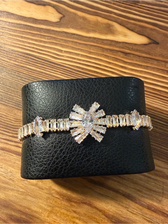 Jewelry - Gold Plated Crystal Clear Bracelet - Statement Tennis Bracelet